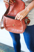 Load image into Gallery viewer, Chestnut Vegan Leather Leopard Strap Tassel Crossbody