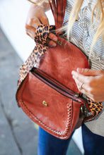 Load image into Gallery viewer, Chestnut Vegan Leather Leopard Strap Tassel Crossbody