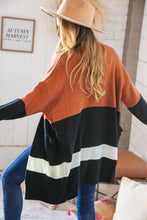 Load image into Gallery viewer, Rust/Black Color Block Midi Length Knit Cardigan