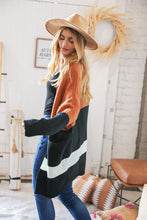 Load image into Gallery viewer, Rust/Black Color Block Midi Length Knit Cardigan