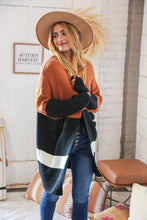 Load image into Gallery viewer, Rust/Black Color Block Midi Length Knit Cardigan