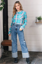 Load image into Gallery viewer, Cotton High Rise Cuffed Wide Leg Denim Jeans