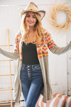 Load image into Gallery viewer, Aztec & Grey Hacci Color Block Pocketed Cardigan