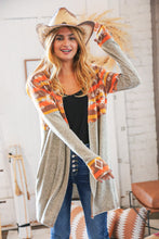 Load image into Gallery viewer, Aztec & Grey Hacci Color Block Pocketed Cardigan