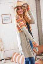 Load image into Gallery viewer, Aztec & Grey Hacci Color Block Pocketed Cardigan