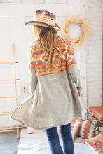 Load image into Gallery viewer, Aztec & Grey Hacci Color Block Pocketed Cardigan
