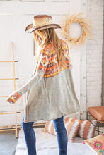 Load image into Gallery viewer, Aztec & Grey Hacci Color Block Pocketed Cardigan