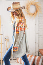 Load image into Gallery viewer, Aztec & Grey Hacci Color Block Pocketed Cardigan