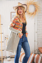 Load image into Gallery viewer, Aztec & Grey Hacci Color Block Pocketed Cardigan