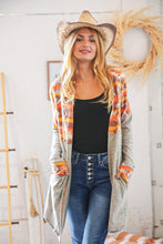 Load image into Gallery viewer, Aztec & Grey Hacci Color Block Pocketed Cardigan