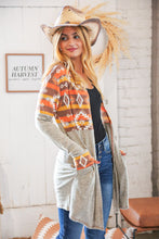 Load image into Gallery viewer, Aztec & Grey Hacci Color Block Pocketed Cardigan