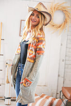 Load image into Gallery viewer, Aztec & Grey Hacci Color Block Pocketed Cardigan
