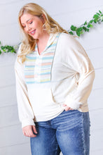 Load image into Gallery viewer, Oatmeal Multicolor Stripe Outseam Hoodie