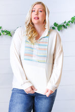 Load image into Gallery viewer, Oatmeal Multicolor Stripe Outseam Hoodie