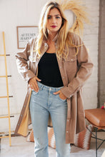 Load image into Gallery viewer, Taupe Faux Leather Sanp Button Down Shirt Jacket