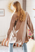 Load image into Gallery viewer, Taupe Faux Leather Sanp Button Down Shirt Jacket