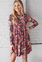 Load image into Gallery viewer, Mauve Animal Floral Print Swing Dress with Pockets