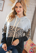 Load image into Gallery viewer, Leopard & Grey Two-Tone Color Block Hoodie