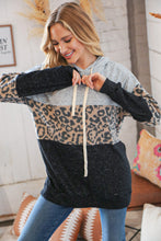 Load image into Gallery viewer, Leopard & Grey Two-Tone Color Block Hoodie