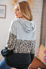 Load image into Gallery viewer, Leopard & Grey Two-Tone Color Block Hoodie