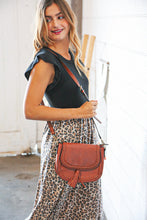 Load image into Gallery viewer, Chestnut Vegan Leather Leopard Strap Tassel Crossbody