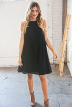 Load image into Gallery viewer, Midnight Eyelet Halter Neck Back Tie Dress