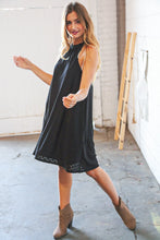 Load image into Gallery viewer, Midnight Eyelet Halter Neck Back Tie Dress