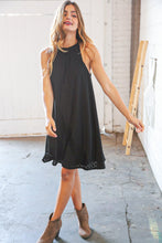 Load image into Gallery viewer, Midnight Eyelet Halter Neck Back Tie Dress