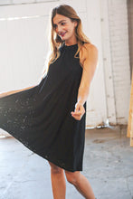 Load image into Gallery viewer, Midnight Eyelet Halter Neck Back Tie Dress