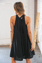 Load image into Gallery viewer, Midnight Eyelet Halter Neck Back Tie Dress