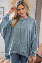 Load image into Gallery viewer, Teal Hi-Lo Drop Shoulder Outseam Pullover