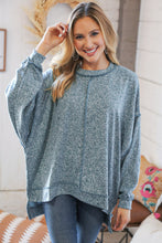 Load image into Gallery viewer, Teal Hi-Lo Drop Shoulder Outseam Pullover