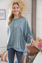 Load image into Gallery viewer, Teal Hi-Lo Drop Shoulder Outseam Pullover