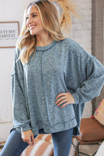 Load image into Gallery viewer, Teal Hi-Lo Drop Shoulder Outseam Pullover