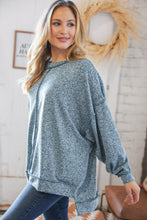 Load image into Gallery viewer, Teal Hi-Lo Drop Shoulder Outseam Pullover