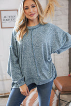 Load image into Gallery viewer, Teal Hi-Lo Drop Shoulder Outseam Pullover