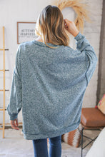 Load image into Gallery viewer, Teal Hi-Lo Drop Shoulder Outseam Pullover
