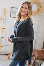 Load image into Gallery viewer, Ash Black Oversize Cotton Waffle Cut Edge Pullover