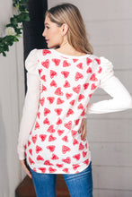 Load image into Gallery viewer, Heart Print French Terry Puff Sleeve Top