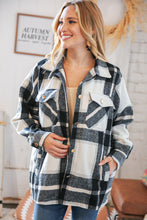 Load image into Gallery viewer, Black Yarn Dyed Plaid Oversized Pocketed Shacket