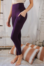 Load image into Gallery viewer, Eggplant Better Cotton Wide Waistband Pocketed Leggings