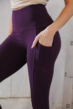Load image into Gallery viewer, Eggplant Better Cotton Wide Waistband Pocketed Leggings