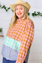 Load image into Gallery viewer, Rose Gold Cotton Linen Plaid Stripe Color Block Shirt