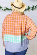 Load image into Gallery viewer, Rose Gold Cotton Linen Plaid Stripe Color Block Shirt