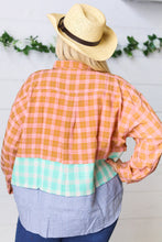 Load image into Gallery viewer, Rose Gold Cotton Linen Plaid Stripe Color Block Shirt