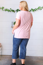 Load image into Gallery viewer, Baby Pink Ribbed V Neck Hi-Low Slit Top