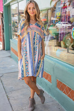 Load image into Gallery viewer, Multicolor Boho V Neck Tunic Dress with Pockets