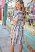 Load image into Gallery viewer, Multicolor Boho V Neck Tunic Dress with Pockets