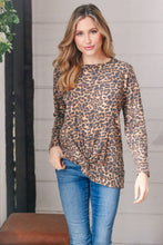 Load image into Gallery viewer, Animal Print Brushed Thermal Knotted Hem Top