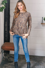 Load image into Gallery viewer, Animal Print Brushed Thermal Knotted Hem Top